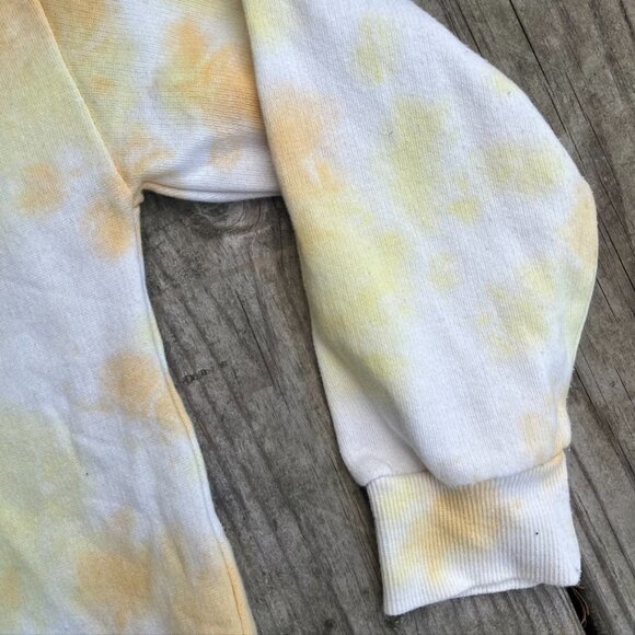 Z By Zella Womens Pullover Sweatshirt Yellow White Crop Tie Dye Crew Neck Medium - Picture 4 of 9